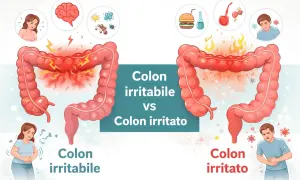 Colon irritabile: dolore addominale, stress e cibo. Colon irritato: infiammazione, batteri e cibi poco sani.