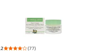 Crema viso L'Erbolario per pelli delicate. Contiene camomilla, che, attenzione, la camomilla contiene nichel.