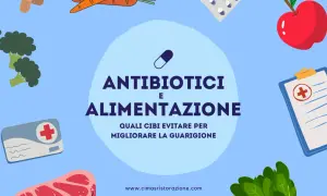 Antibiotici e alimentazione: cosa non mangiare con antibiotico amoxicillina per migliorare la guarigione. Broccolo, carote, mela, carne, spinaci, cerotti, pillole.