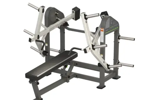 Macchina per chest press con panca imbottita e bracci indipendenti per un allenamento completo del petto.
