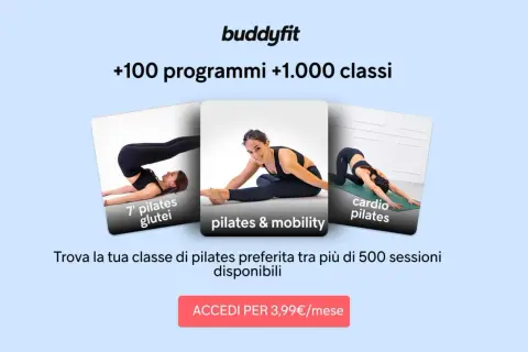 Buddyfit offre oltre 1000 classi di pilates, tra cui glutei, mobility e cardio. Scopri i pro e contro del pilates per trovare la tua sessione ideale.