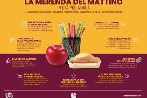 Mela, muffin e matite colorate: idee per cosa mangiare a merenda a metà mattina, con consigli per una merenda equilibrata e sana per bambini.