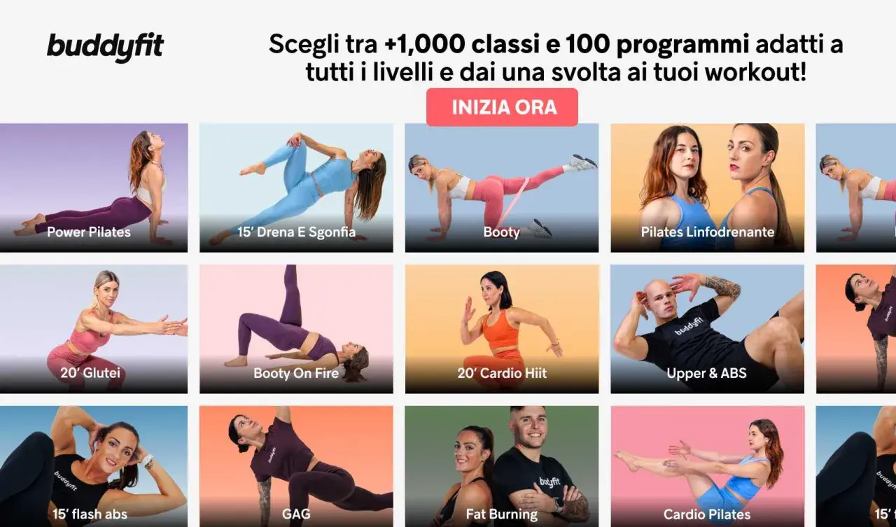 Allenamenti Buddyfit: Power Pilates, Booty, Upper & ABS, Cardio Pilates e altro. Scopri cosa significa core con esercizi mirati.