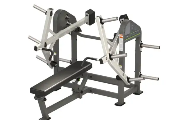 Macchina per chest press con panca imbottita e bracci indipendenti per un allenamento completo del petto.