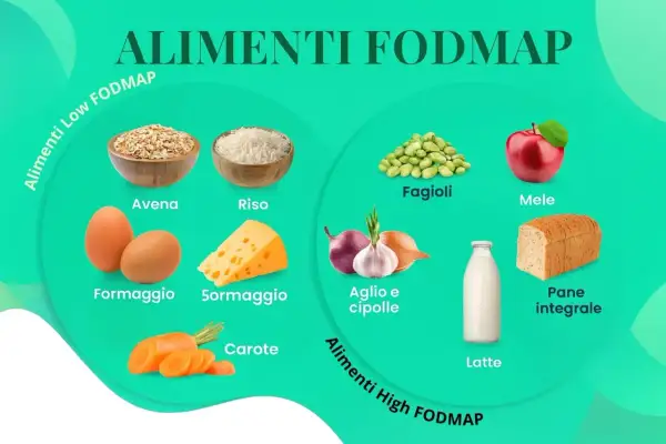 Elenco alimenti che non fermentano nell'intestino: avena, riso, formaggio, carote, fagioli, mele, aglio, cipolle, latte, pane integrale.